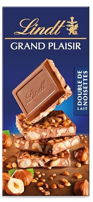 Lindt - Tablette GRAND PLAISIR Lait Double Noisettes - Chocolat au Lait, 150g