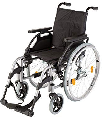 Sunrise Medical Rollstuhl Breezy PariX², faltbar, mit Trommelbremse verstellbare Rückenlehne I Faltrollstuhl bis 125 kg belastbar, aus Stahl Standard-Rollstuhl in 5 Sitzbreiten, Sitzbreite: 43 cm