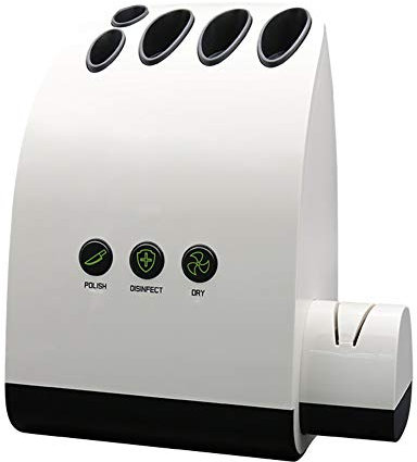 DUYER Afiladores EléCtricos, Afilador De Cuchillos RáPido Totalmente AutomáTico Multifuncional para El Hogar con Herramienta De Almacenamiento De Secado para Ahorrar Espacio White