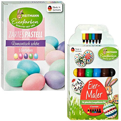 Heitmann Eierfarben 60008 - Malstifte zum Bemalen von Ostereiern (2er Pack, Malstifte + Pastell)