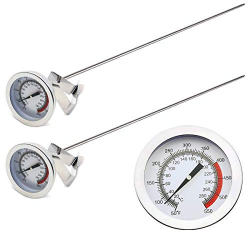 Efeng 15 Turkey Fryer Thermometer with Pot Clip (2 Pack), 2 Dial Candy Thermometer for Frying, Deep Fryer for Cooking Tall Pots, Beef, Meat