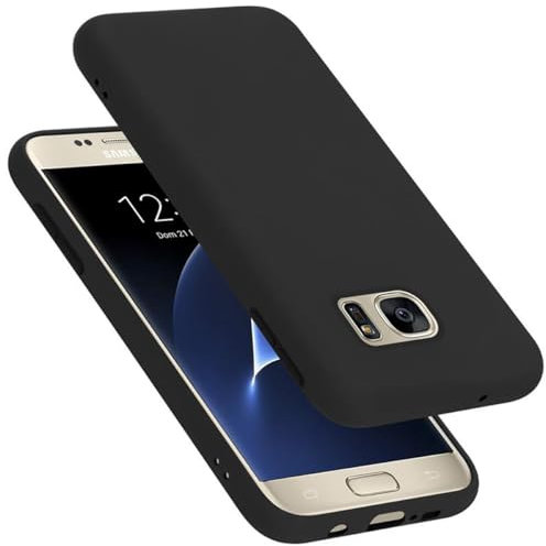 Cadorabo Hülle kompatibel mit Samsung Galaxy S7 Hülle Silikon Handyhülle für Galaxy S7 Case aus flüssigem Silikon- Kratzfeste und stoßfeste dünne TPU Schutzhülle - Liquid SCHWARZ