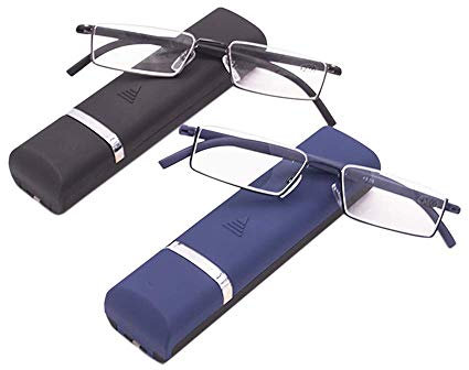 KoKoBin 2 stueck Lesebrille mit Ultraleichtem TR90 Rahmen Lesehilfe Halbbrille aus Metallrahmen mit Halbrahmen Sehehilfe mit Brillenetui für Damen und Herren +1.75