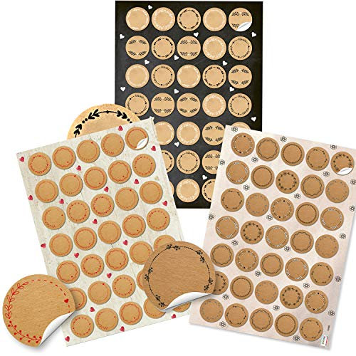 Logbuch-Verlag 105 kleine blanko Aufkleber rund 3 cm Marmeladen Gläser Flaschen Kraftpapier Etiketten zum Beschriften rund