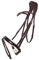 QHP Schwedische Trense Lupine Leder Stirnriemen mit Strass-Splittern (Warmblut, braun/beige)