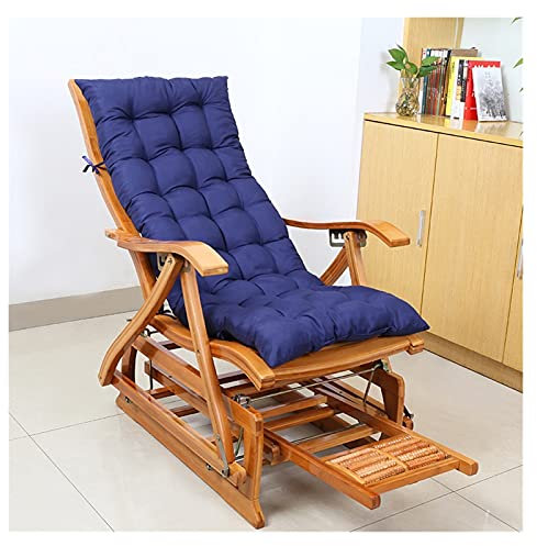 Liegender Gartenstuhl Liegen Schaukelstuhl Holz Garten Schwingstuhl,Relaxstuhl Relaxsessel Schaukelsessel Schwingsessel,90-170 ° verstellbares Fußmassagegerät - 5 Stufen einstellbar ( Color : Blue )