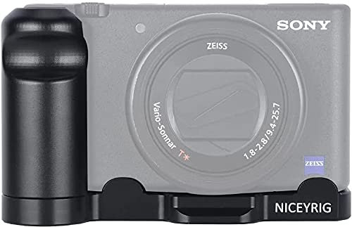 NICEYRIG ZV1 L-Shape Bracket with Handle Grip,L Quick Release Plate with Grip with Cold Shoe for Sony ZV1 Camera,Camera L Bracket Vertical Horizontal Switching Tripod Quick Release Plate- 465