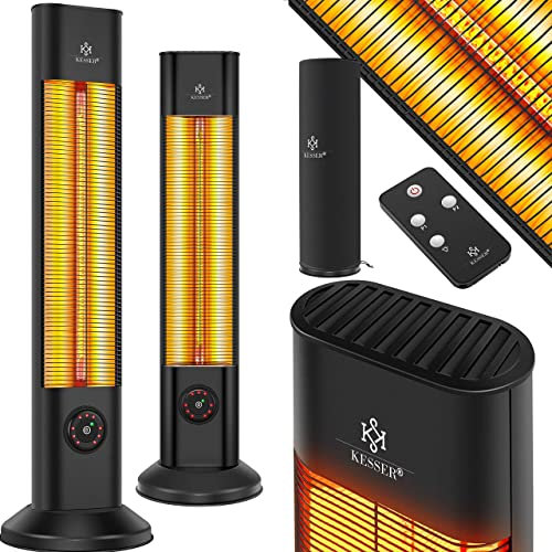 KESSER® Chauffage radiant d'appoint à infrarouge Chauffage radiant d'appoint Incl. housse de protection Radiateur de chaleur Chauffage infrarouge pour terrasse Tour de chauffage 2 000 watts noir