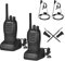 baofeng Talkie walkie Longue portée Professionnel PMR 1-5 km, Talkie-Walkies Rechargeable 16 canaux, radios bidirectionnelle aveccasque& Lampe de Poche LED (2 pièces)