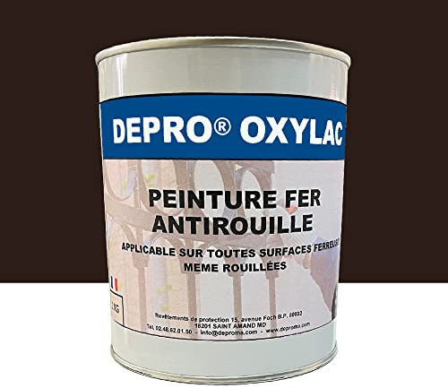 OXYLAC Peinture antirouille pour métal neuf et rouillé - 1KG (MARRON FONCÉ)