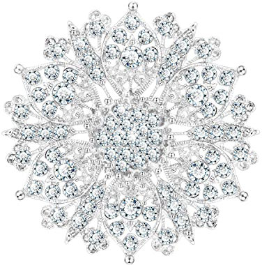 Damen Blumen Brosche Österreich Kristall Blume Schneeflocke Brosche Braut Hochzeit/Party/Geburtstagsgeschenk mit Schmuckschatulle