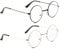 YICHENGTIANXIA Metal Frame Round Glasses Vintage Metal Clear Lens Glasses, Unisex, Black, Silver, (2 Pairs)