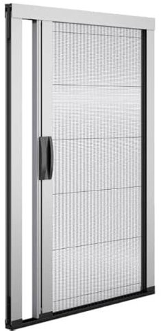 Zanzariera Laterale Plisse Porta Finestra Scorrevole in Kit Fai da Te Avvolgibile In Alluminio Verniciato Accessori Inclusi Bianco Marrone Varie Misure (110 x H210 CM, Bianco RAL 9010)