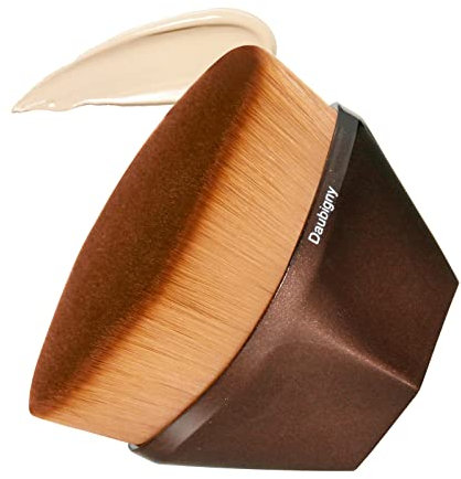 Foundation Makeup Brush Flat Top Kabuki Hexagon Face Blush Liquid Powder Foundation Brush for Blending Liquid, Cream or Flawless Powder Cosmetics with Bonus Protective Case (Champagne)