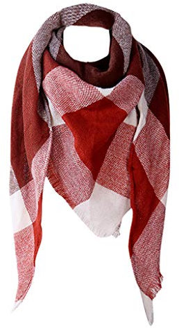 TDEOK Frauen-Schal-Kaschmir-Herbst-karierter Wollschal-Schal Damen Schal Winter Rot