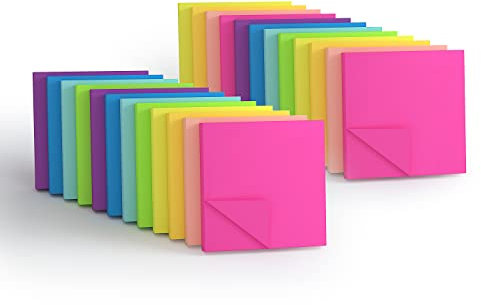 KIFZM 1920 Sheets 3x3 Inches Bright Sticky Notes,8 Brilliant Colors Assorted Removable Self-Stick Notes,80 Sheets/Pad