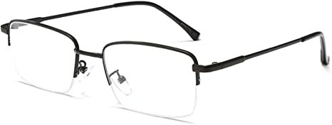 LJCZKA Blaulichtfilter Brille Halbrahmen Rechteckig Herren, Brillenfassungen Halbrand Brille Metallgestell Herren Gaming TV Augenbelastung Reduzieren