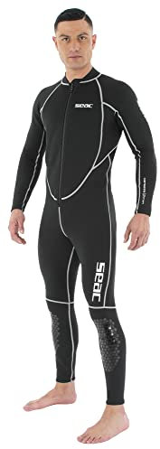 Seac Carezza Man, Traje de Neopreno Largo de una Pieza en Neopreno de Doble Forro de 2 mm, con Cremallera Frontal y Protectores de PU en Las Rodillas
