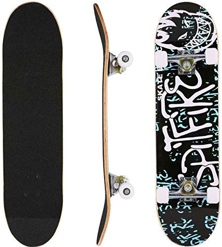 Drumm Skateboard Enfant, Skateboard Débutants, Double Kick Maple Deck Concave Cruiser, 7 Couches de Bois d'Érable, ABEC-7 Roulements, Roue PU, Charge Max 251 kg