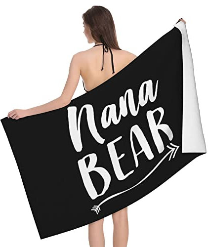 Strandhandtuch Oma Bär Strandlaken Mikrofaser Badetuch Schnell Trocknend Campingtücher Für Yoga Wandern Fitness,80X130Cm