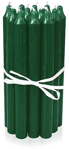 LUMELY dänische Premium Stabkerzen Grün, 12er Pack, Höhe 18cm, Ø 2,2cm, Brenndauer ca. 8 Stunden, zylindrische Leuchterkerzen, Deko Kerzen Set, Kerzen Skandinavisch