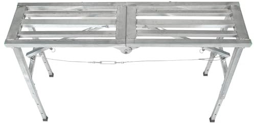 Trabattello Lavoro Pieghevole Regolabile, Alluminio, Parete in Tubo Ispessito, Piattaforma di Lavoro Regolabile, Fino a 200 Kg, per Pulizia, Verniciatura, Riparazione