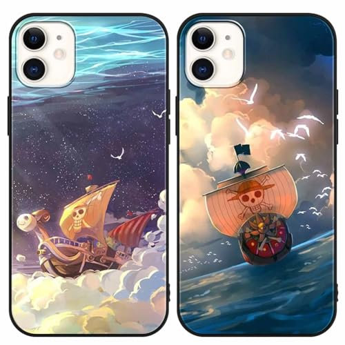 PBNDJVG 2 Stück Handyhülle für iPhone 11 Hülle 6.1 Zoll, Anime One Piece Thousand Sunny mit Motiv Designs Manga Case Schutz Schutzhülle Stoßfest TPU Weich Ultra Dünn Cover -Schwarz14