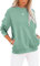 BUHIM Sweatshirt Damen Pullover Rundhals Langarmshirt Herbst Winter Pulli Baumwolle Casual Langarm Oberteile Tops mit Taschen (Grün, S)