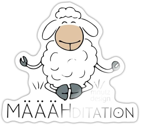 Spreadshirt Schaf Meditation Yoga Geschenk Sticker, max. 10 x 10 cm, 10 x 10 cm, Weiß glänzend