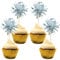 Gyufise 20Pcs Foil Firework Cupcake Toppers Sparkle Tinsel Cake Toppers Tinsel Drink Cake Decoration Cocktail Picks for Birthday Wedding Graduation Party Supplies Silver
