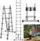 A Frame Ladders Extendable Telescopic Folding Ladder 1.9M+1.9M Multi Purpose Collapsible Concertina Loft Ladder, Aluminum Alloy Foldable Extension Ladder for Home Roof Outdoor, Max Height 12.5FT/ 3.8M