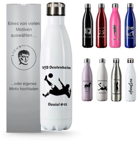 LicusDesign Thermosflasche mit Gravur 750 ml - Personalisierte Trinkflasche mit Namen und Motiv, Thermoskanne selbst gestalten - Thermosflasche für Kinder und Erwachsene