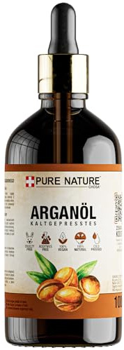 CHOSA Arganöl Bio Kaltgepresst Unraffiniert 100% Reines 100 ml + Pipette | Argan Öl Haut Haare Nägel Bart, Vegan Massageöl & Haaröl für Pflege & Diy Kosmetik, Nährt und Verleiht Glanz