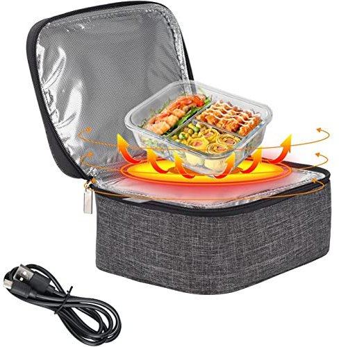 Lonchera térmica recargable por USB, de tela Oxford, portátil, con aislamiento de alimentos, para oficina, viajes, gimnasio, mini lonchera con calefacción
