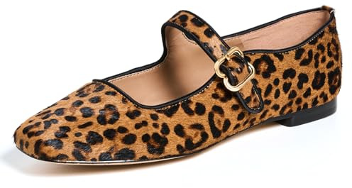 DOEYG Mesh Ballet Flats Shoes for Women Leopard Animal Print Mary Jane Flats Shoes Square Toe Dress Casual Comfortable Velvet Ballerina Shoes
