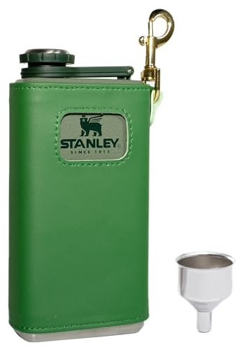Spirit Flask Leather Case,for Stanley 8oz Legendary Classic Liquor and Spirit Flask, Soft Touch Leather Wrap with Funnel - Spirit Flask not included (Green)