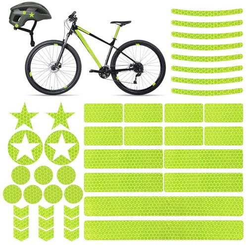 Yuanchu 42 Fahrrad Reflektoren Aufkleber, Wasserfest Reflektoren Fahrrad Reflektorband Selbstklebend Sicherheit Warnband Sicherheit Bei Nacht Kinderwagen Motorrad Auto Schulranzen Rucksack Helme(Gelb)
