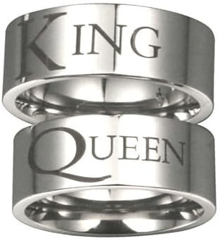 Calefee Verlobungsring Paar Edelstahl, Ringe Partnerringe mit Gravur Ring King und Queen, Damen Größe 62 und Herren Größe 60