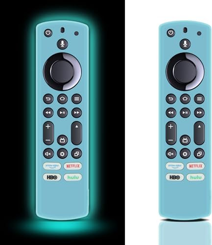 Lot de 2 Coques de Protection en Silicone pour télécommande TV Fire Stick Glow in The Dark, pour télécommande TV Firestick 4K Max/Insignia/Pioneer/Omni(QLED) - Bleu Vif