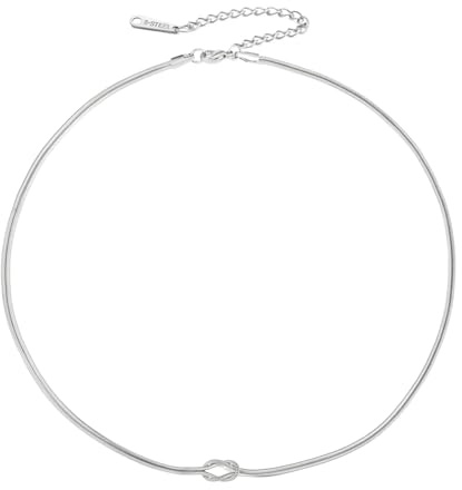 Amaxer Collana con ciondolo a forma di nodo d'amore, con doppia catena a serpente e nodo celtico, gioiello da donna
