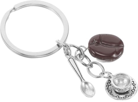 Healvian Schlüsselanhänger Kaffee Kaffeetasse Charm Mit Kaffeebohnen Und Löffel Kreativer Schlüsselring Für Zuhause Büro Und Café Dekoration Für Kaffeeliebhaber