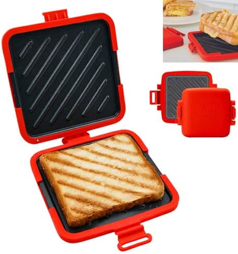 Microwave Toastie Maker, Toastie Maker with Adjustable Silicone Straps, Microwave Toasted Sandwich For Grilled Cheese/Bread/Sandwiches/Pizza