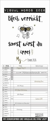 My Timer Visual Words - Familienplaner 2026 für 1 Personen - Korsch-Verlag - Kalender mit 2 Spalten zum Eintragen - 19 cm x 46 cm