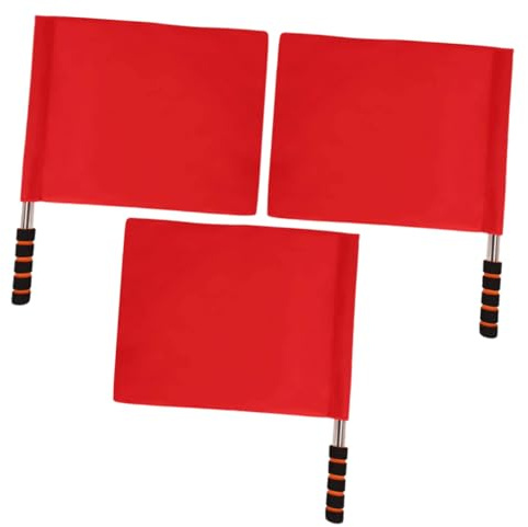 INOOMP Set 3 Bandiere Arbitro Segnalazione Gara Rosse Leggere Portatili Impugnatura Ergonomica Per Corse e Traffico