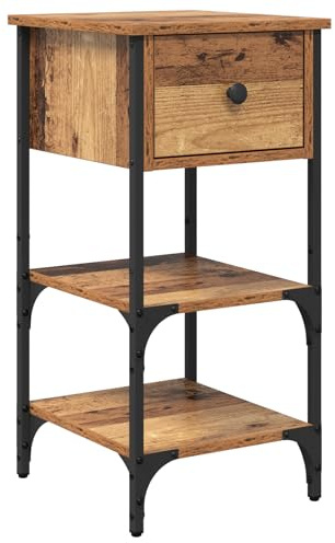 vidaXL Nachttisch mit Schubladen Braun 33,5 x 36 x 70 cm Holzwerkstoff, Moderner Nachttisch, rustikaler Beistelltisch, recyceltes Holz, kompakt, funktionell, stabile Bauweise