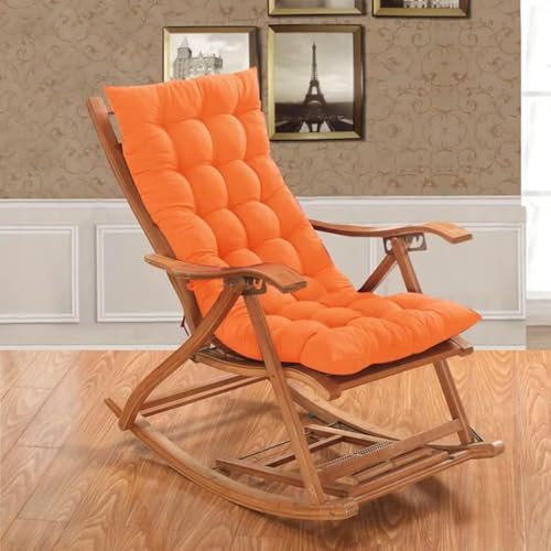 Soft Tufted Cushion Topper with Ties Rocking Chair Cushion Non-Slip Thickened Durable High Back Cushion for Indoor Outdoor Use (Orange-19 Inch)
