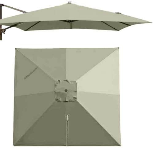 Parasol déporté carré à 8 baleines, toile de rechange for parasol de piscine, 2,4 x 2,4 m, toile de rechange anti-UV for parasol de jardin et terrasse(Taupe,Single top 2.5m(8'))