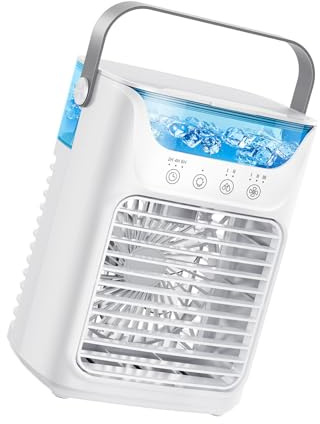 Fazvncv Ventola di raffreddamento portatile a 3 velocità silenziosa con luce LED a 7 colori Ventola di raffreddamento USB per camera da letto ufficio scrivania