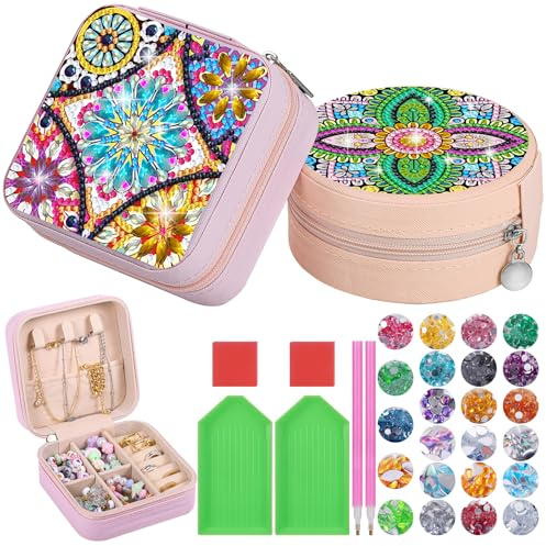 TranRantic Diamond Painting Schmuckkästchen Bastelset Mädchen 6-10 Jahre | 2 StückKreativ Bastelset für Mädchen ab 6–14 Jahre, Ideal als Geburtstagsgeschenk für Mädchen 7–12 Jahre