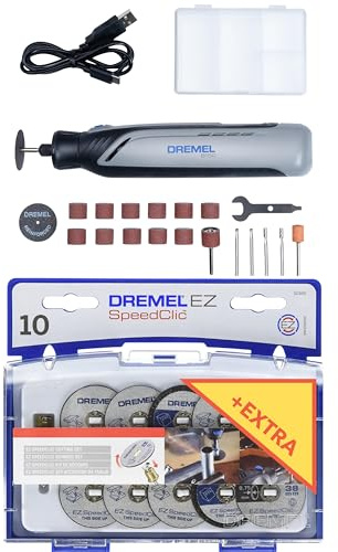 Dremel 8150 Set 7,2V 2Ah, USB-C, 20 Zubehöre +EXTRA Trennscheiben-Set, bürstenloses Akku Multitool, Variable Drehzahl bis 30.000 U/min, LED-Licht, Schneiden, Trennen, Schärfen, Schnitzen, Schleifen